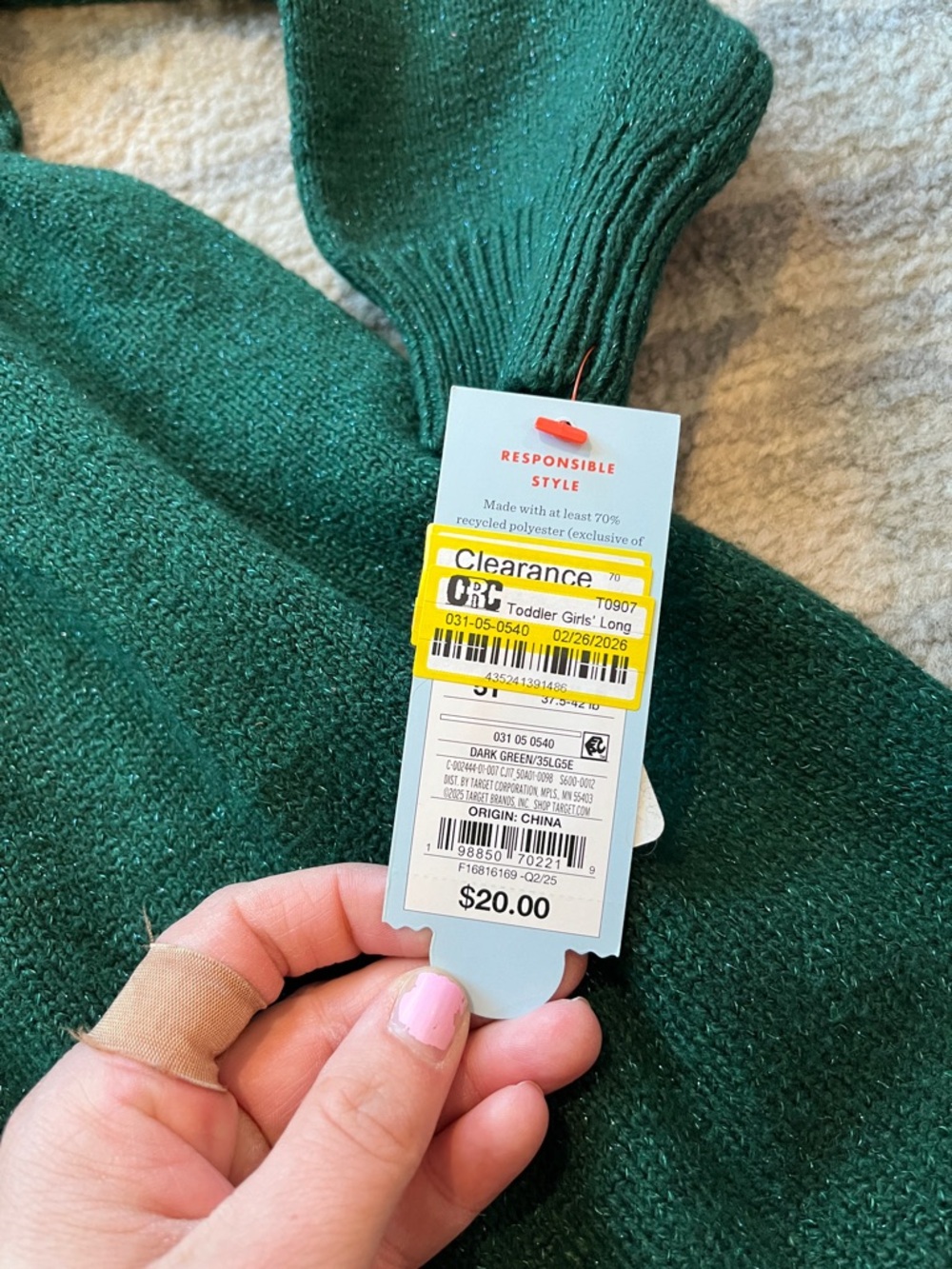 Cat & Jack Emerald Green Knit Bow-Accent Dress for Kids - Picture 3 of 3